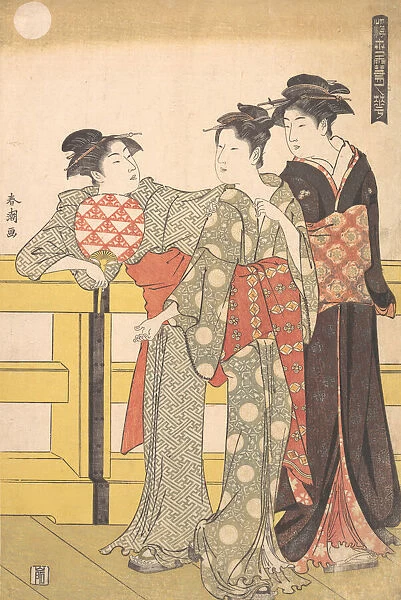 Three Women on a Bridge, ca. 1785. Creator: Katsukawa Shuncho