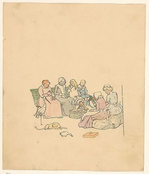 Women and children eat plums, c.1880-c.1910. Creator: Anon