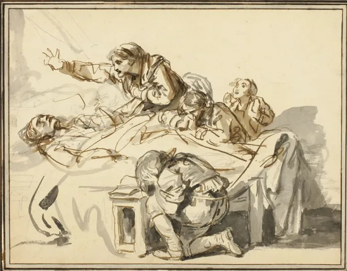 Framed Print : Women and Children Mourning a Dead Man, 1778. Creator: Jean-Baptiste Greuze Framed Print : Women and Children Mourning a Dead Man, 1778. Creator: Jean-Baptiste Greuze
