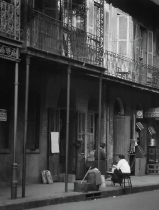 Framed Print : Women on a covered sidewalk, New Orleans, between 1920 and 1926. Creator: Arnold Genthe Framed Print : Women on a covered sidewalk, New Orleans, between 1920 and 1926. Creator: Arnold Genthe