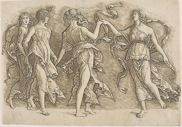 Four Women Dancing, c.1497. Creator: School of Andrea Mantegna
