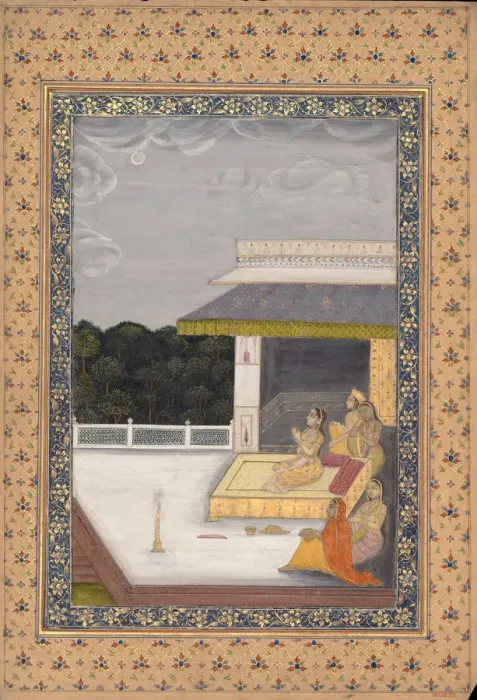 Framed Print : Women Enjoying the Moonlight, 18th century. Creator: Unknown Framed Print : Women Enjoying the Moonlight, 18th century. Creator: Unknown