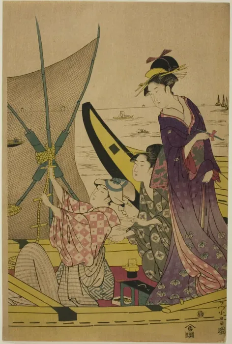 Framed Print : Women on a Fishing Boat, c. 1780 / 1800. Creator: Chokosai Eisho Framed Print : Women on a Fishing Boat, c. 1780 / 1800. Creator: Chokosai Eisho
