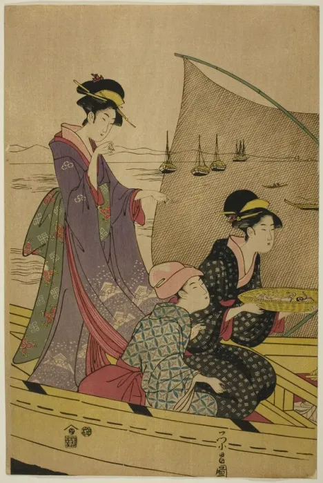 Framed Print : Women on a Fishing Boat, c. 1780 / 1800. Creator: Chokosai Eisho Framed Print : Women on a Fishing Boat, c. 1780 / 1800. Creator: Chokosai Eisho