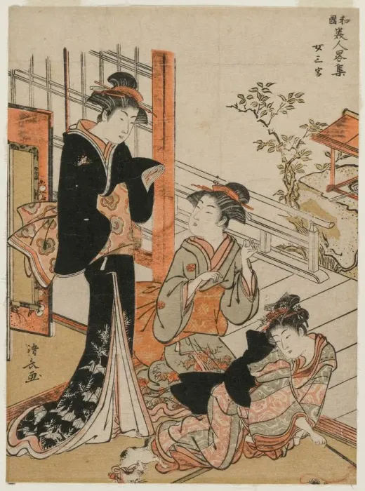 Framed Print : Three Women (from the series A Brief Collection of Japanese Beauties), 1781. Creator Framed Print : Three Women (from the series A Brief Collection of Japanese Beauties), 1781. Creator