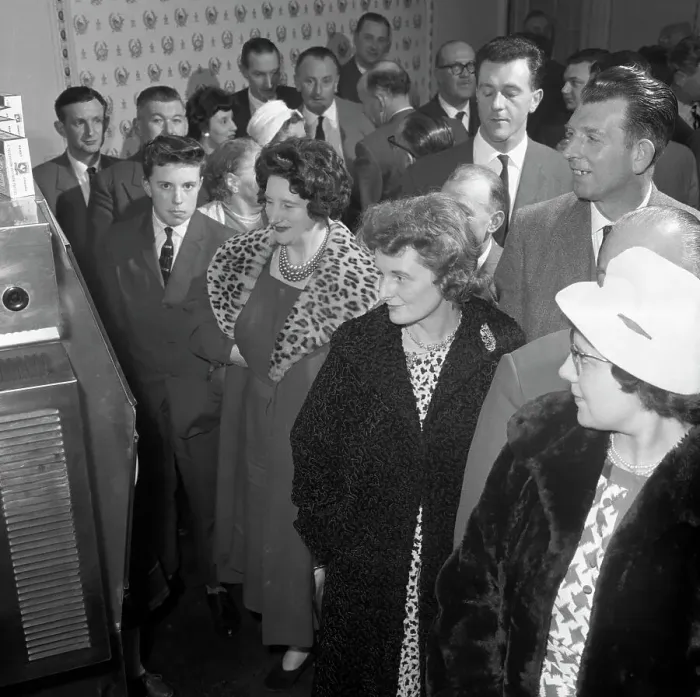 Framed Print : Women in fur coats at a food exhibition, Wilsic, near Doncaster, South Yorkshire, 1961 Framed Print : Women in fur coats at a food exhibition, Wilsic, near Doncaster, South Yorkshire, 1961