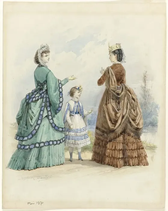 Framed Print : Two women and a girl, May 1870. Creator: Jules David Framed Print : Two women and a girl, May 1870. Creator: Jules David