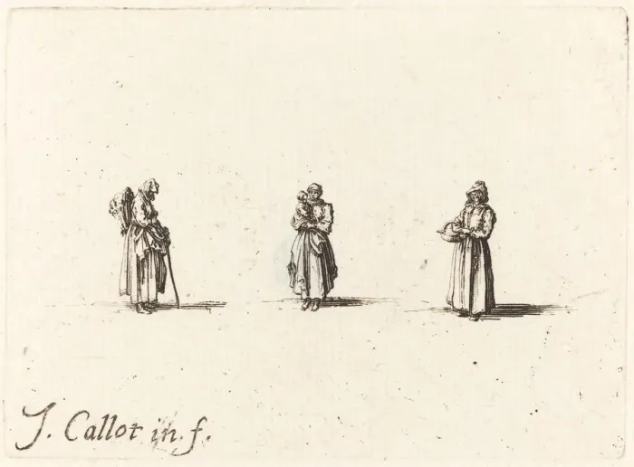 Framed Print : Three Women, One Holding a Child, probably 1634. Creator: Jacques Callot Framed Print : Three Women, One Holding a Child, probably 1634. Creator: Jacques Callot