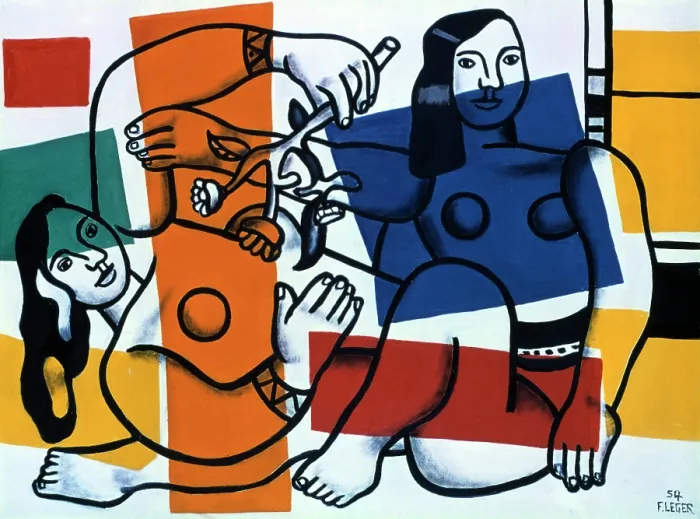 Framed Print : Two Women Holding Flowers, 1954. Creator: Fernand Leger. Two Women Holding Flowers, 1954. Creator: Fernand Leger