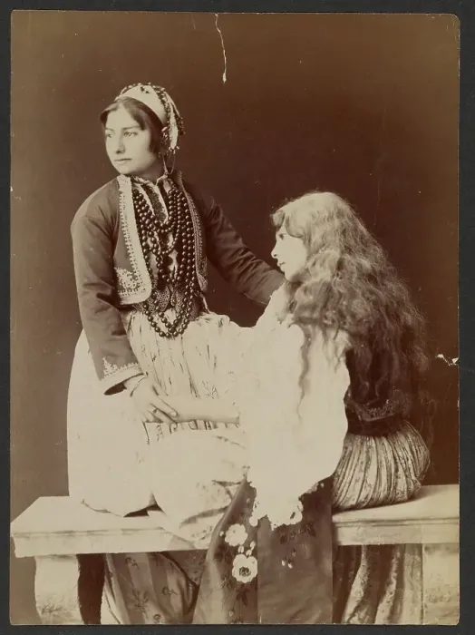 Framed Print : Two women holding hands, about 1870-1880. Creator: Unknown Framed Print : Two women holding hands, about 1870-1880. Creator: Unknown