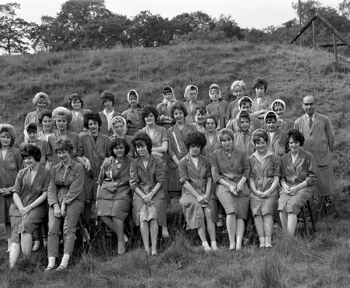 Framed Print : Women from the ICI powder works in a group photograph, South Yorkshire, 1962. Artist Framed Print : Women from the ICI powder works in a group photograph, South Yorkshire, 1962. Artist