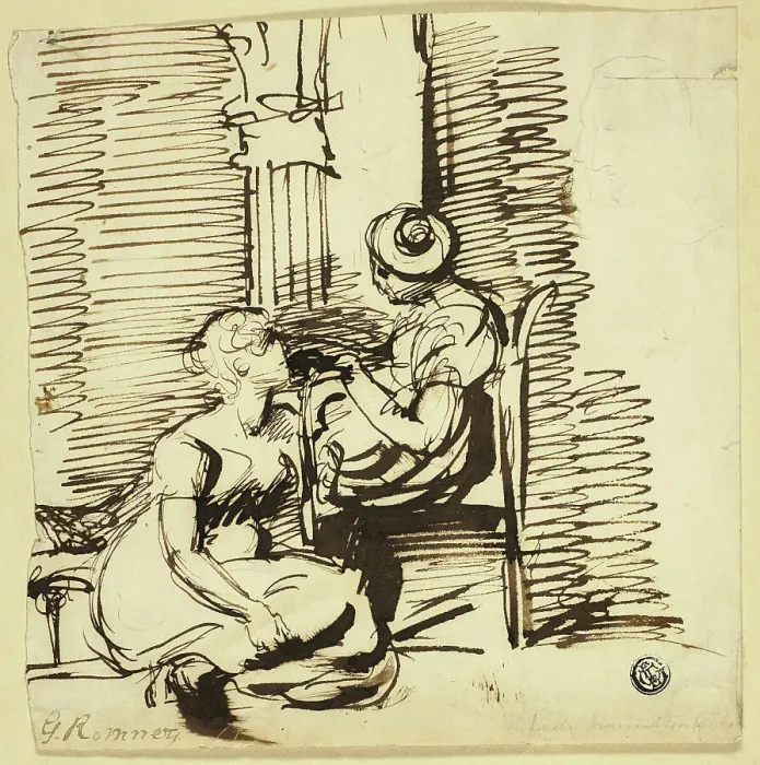 Framed Print : Two Women in Interior, n.d. Creator: George Romney Framed Print : Two Women in Interior, n.d. Creator: George Romney