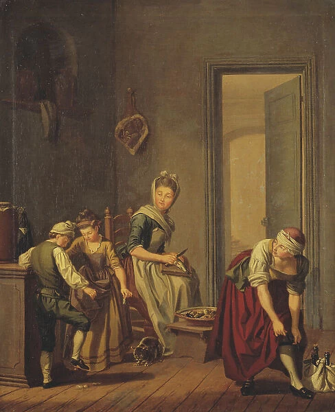 Women in a Kitchen, late 18th century. Creator: Per Hillestrom