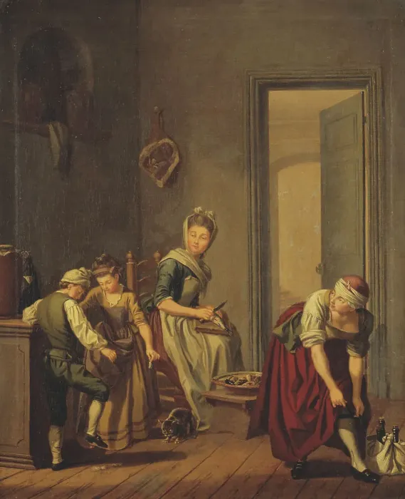Framed Print : Women in a Kitchen, late 18th century. Creator: Per Hillestrom Framed Print : Women in a Kitchen, late 18th century. Creator: Per Hillestrom