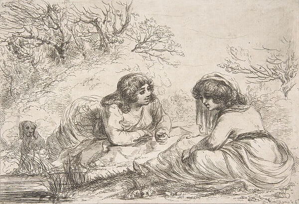 Two Women in a Landscape, 18th-early 19th century. 18th-early 19th century