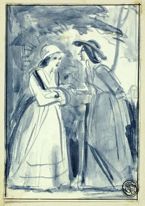 Framed Print : Two Women in Late 18th Century Dress, n.d. Creator: William Edward Frost Framed Print : Two Women in Late 18th Century Dress, n.d. Creator: William Edward Frost