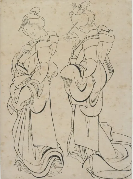Framed Print : Two women, late 18th-early 19th century. Creator: Hokusai Framed Print : Two women, late 18th-early 19th century. Creator: Hokusai