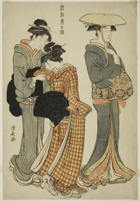Framed Print : Two Women and a Maid, from the series A Brocade of Eastern Manners (Fuzoku... c) Framed Print : Two Women and a Maid, from the series A Brocade of Eastern Manners (Fuzoku... c)