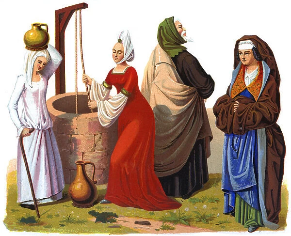 Women and a man from the 15th and 16th centuries (1849). Artist: Thurwanger Freres