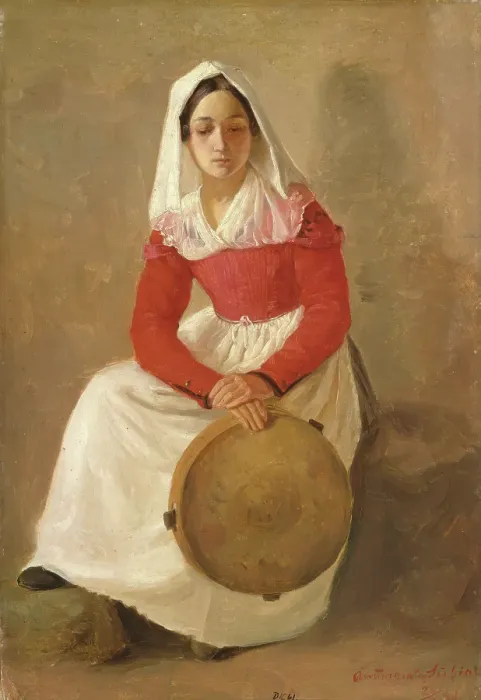 Framed Print : A women named Anunziata in Subiaco, 1841. Creator: Adolph Tidemand