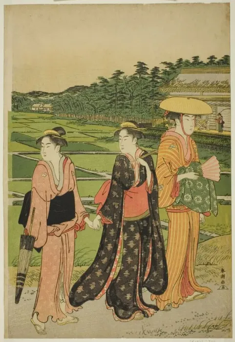 Framed Print : Three Women near Rice Paddies, c. 1780 / 1801. Creator: Katsukawa Shuncho Framed Print : Three Women near Rice Paddies, c. 1780 / 1801. Creator: Katsukawa Shuncho