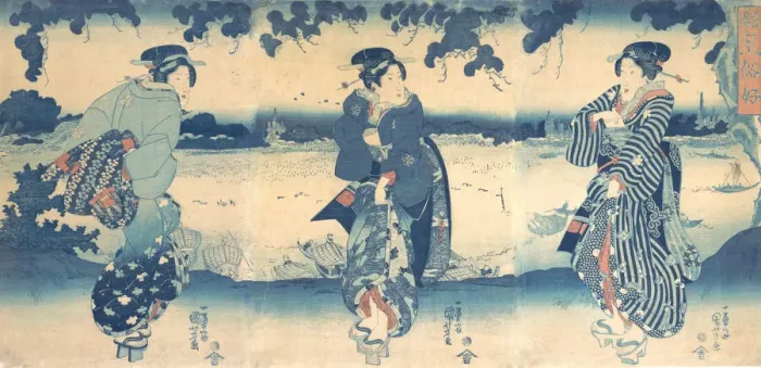 Framed Print : Women Near a River, ca. 1850. Creator: Utagawa Kuniyoshi Framed Print : Women Near a River, ca. 1850. Creator: Utagawa Kuniyoshi