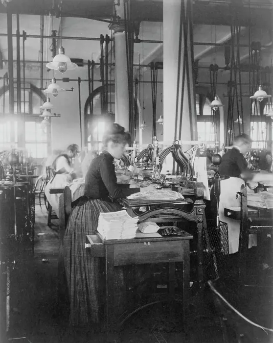 Framed Print : Women operating machinery at the Bureau of Printing and Engraving, Washington, D.C. 1889 or 1890. Creator: Frances Benjamin Johnston Framed Print : Women operating machinery at the Bureau of Printing and Engraving, Washington, D.C. 1889 or 1890. Creator: Frances Benjamin Johnston