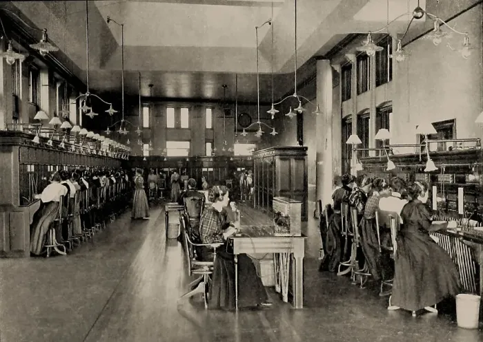 Framed Print : Women operators at the Bell Telephone Company exchange in Montreal, Canada, 1897-1899. Creator: Anonymous Framed Print : Women operators at the Bell Telephone Company exchange in Montreal, Canada, 1897-1899. Creator: Anonymous