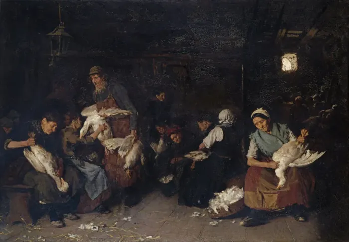 Framed Print : Women Plucking Geese, 1872. Artist: Liebermann, Max (1847-1935) Framed Print : Women Plucking Geese, 1872. Artist: Liebermann, Max (1847-1935)