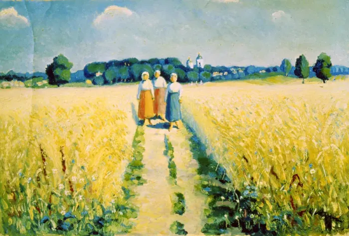 Framed Print : Three Women on the Road, after 1927. Artist: Kazimir Malevich Framed Print : Three Women on the Road, after 1927. Artist: Kazimir Malevich