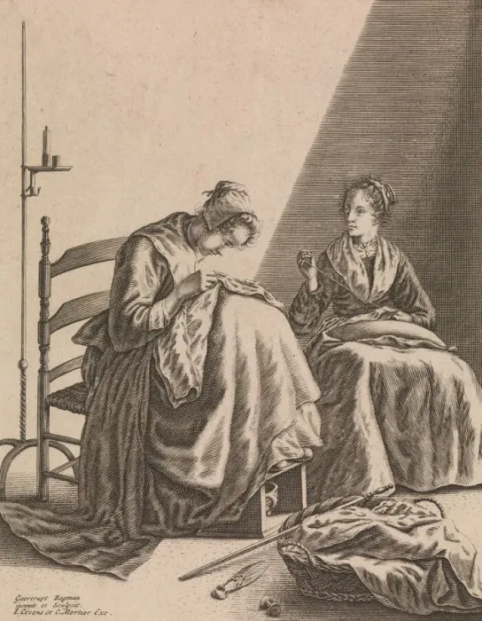 Framed Print : Two Women Sewing, Plate 1 from Five Feminine Occupations, ca. 1640-57 Framed Print : Two Women Sewing, Plate 1 from Five Feminine Occupations, ca. 1640-57