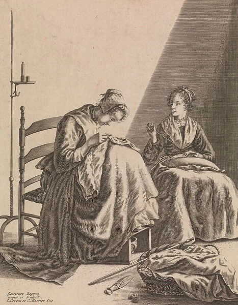 Two Women Sewing, Plate 1 from Five Feminine Occupations, ca. 1640-57