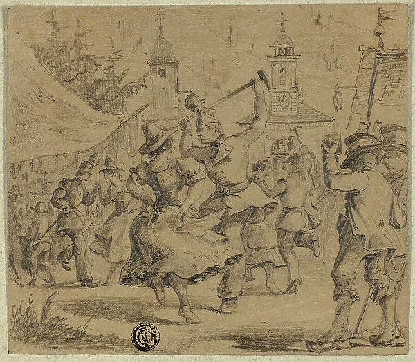 Women and Soldiers Dancing in Village Square, n.d. Creator: Unknown