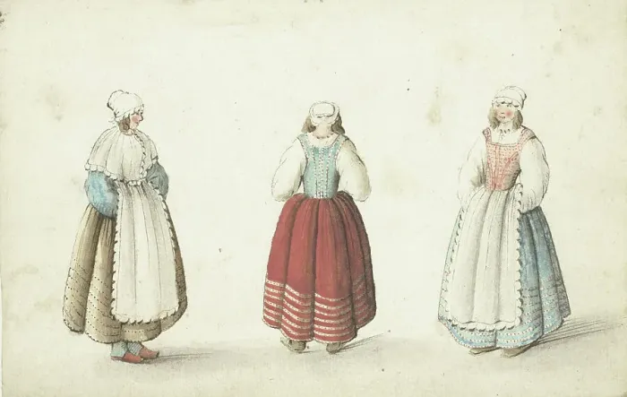 Framed Print : Three women standing, c.1646-c.1654. Creator: Gesina ter Borch Framed Print : Three women standing, c.1646-c.1654. Creator: Gesina ter Borch