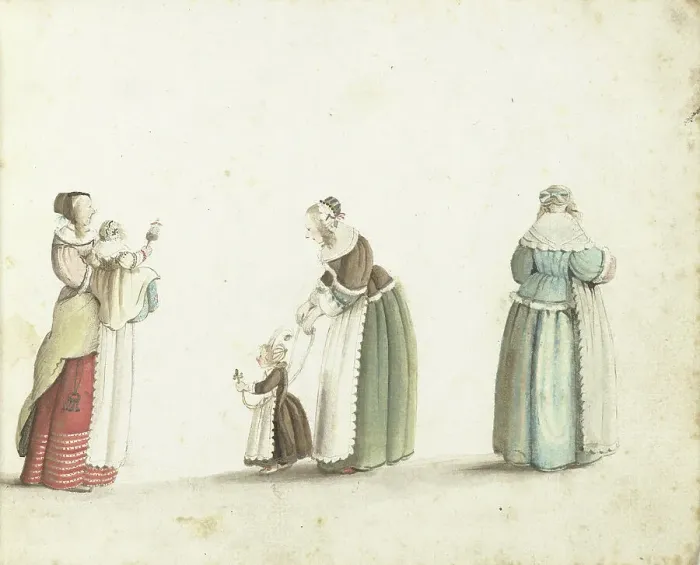 Framed Print : Three women standing with two children, c.1649. Creator: Gesina ter Borch Framed Print : Three women standing with two children, c.1649. Creator: Gesina ter Borch