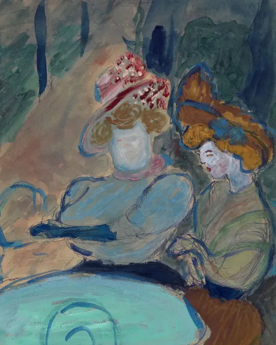 Framed Print : Two Women in a Street Cafe. Artist: Verefkin, Marianne, von (1860-1938) Framed Print : Two Women in a Street Cafe. Artist: Verefkin, Marianne, von (1860-1938)