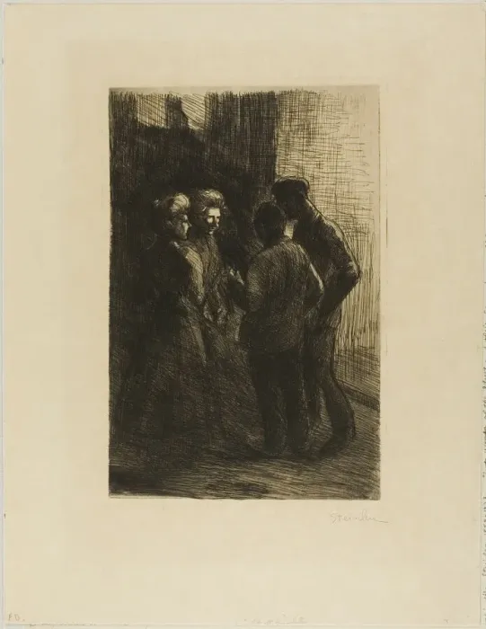 Framed Print : Two Women of the Street and Their Companions, 1898. Creator: Theophile Alexandre Steinlen Framed Print : Two Women of the Street and Their Companions, 1898. Creator: Theophile Alexandre Steinlen