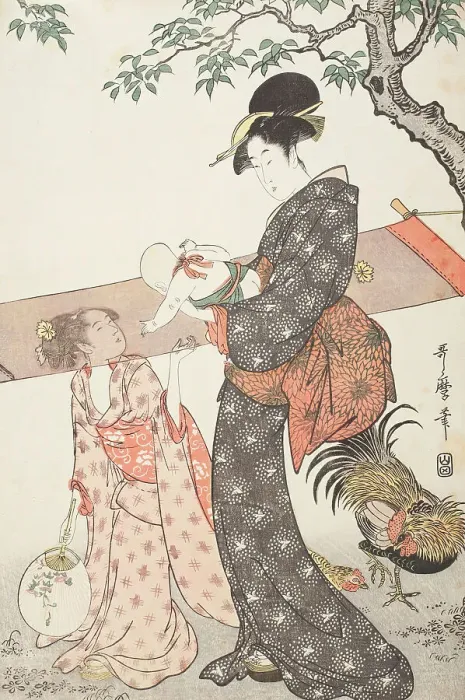 Framed Print : Women Stretching Silk (image 2 of 3), between circa 1797 and circa 1798. Creator: Kitagawa Utamaro Framed Print : Women Stretching Silk (image 2 of 3), between circa 1797 and circa 1798. Creator: Kitagawa Utamaro