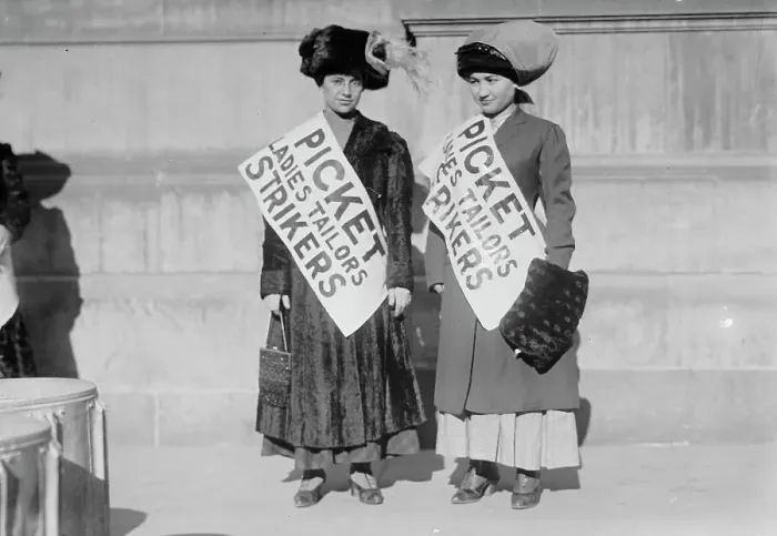 Framed Print : Women strike pickets from Ladies Tailors, New York, 1910. Creator: Bain News Service Framed Print : Women strike pickets from Ladies Tailors, New York, 1910. Creator: Bain News Service
