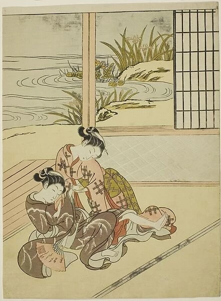 Two Women Strugging for a Fan, c. 1767  /  68. Creator: Suzuki Harunobu