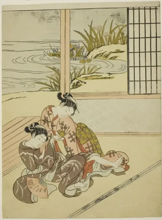 Framed Print : Two Women Strugging for a Fan, c. 1767 / 68. Creator: Suzuki Harunobu Framed Print : Two Women Strugging for a Fan, c. 1767 / 68. Creator: Suzuki Harunobu