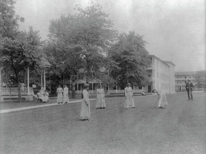 Framed Print : Women student activities - playing croquet, Carlisle Indian School, Carlisle, Pennsylvania, 1901. Creator: Frances Benjamin Johnston Framed Print : Women student activities - playing croquet, Carlisle Indian School, Carlisle, Pennsylvania, 1901. Creator: Frances Benjamin Johnston