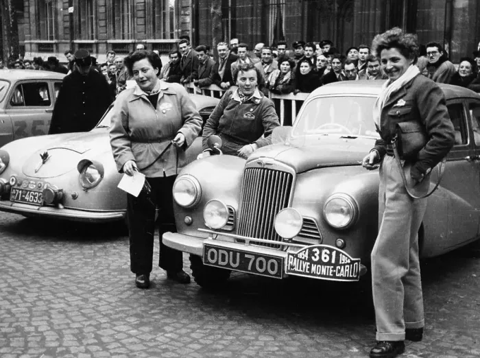 Framed Print : Three women with a Sunbeam Talbot, Monte Carlo Rally, 18th January 1954 Framed Print : Three women with a Sunbeam Talbot, Monte Carlo Rally, 18th January 1954