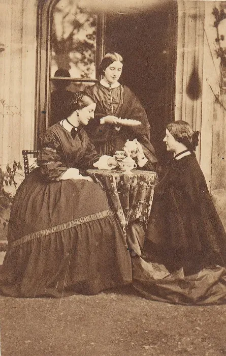 Framed Print : Three Women at Tea, 1860s. Creator: Unknown Framed Print : Three Women at Tea, 1860s. Creator: Unknown