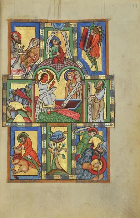 Framed Print : The Women at the Tomb; Stammheim Missal, probably 1170s. Creator: Unknown Framed Print : The Women at the Tomb; Stammheim Missal, probably 1170s. Creator: Unknown