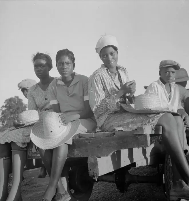 Framed Print : Women being transported from Memphis, Tennessee to an Arkansas plantation, 1937. Creator: Dorothea Lange Framed Print : Women being transported from Memphis, Tennessee to an Arkansas plantation, 1937. Creator: Dorothea Lange