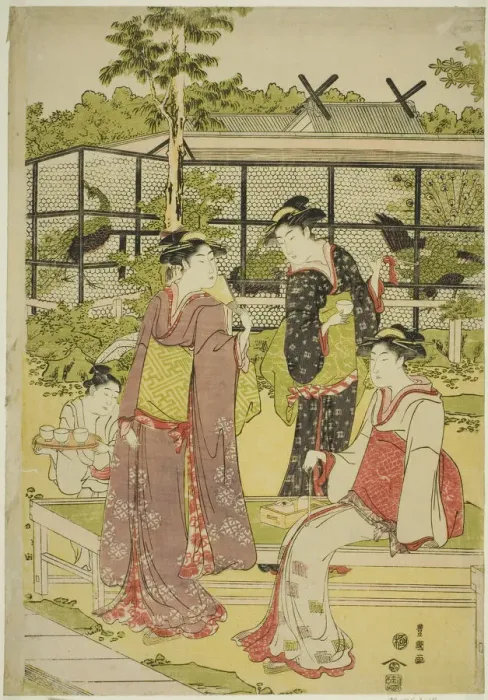 Framed Print : Women Visiting the Bird and Flower Teahouse (Kachojaya), c. 1792 / 93 Framed Print : Women Visiting the Bird and Flower Teahouse (Kachojaya), c. 1792 / 93