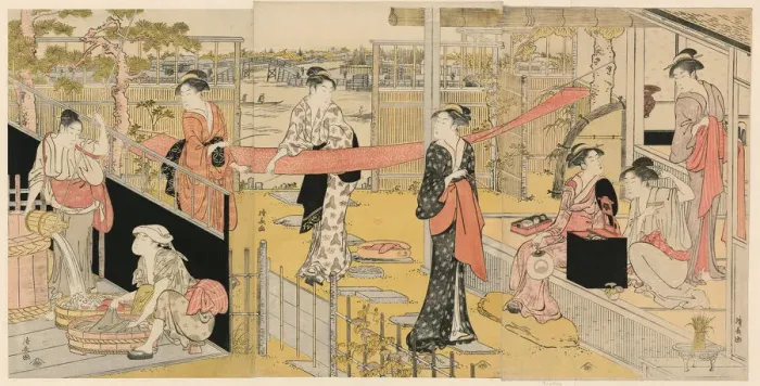 Framed Print : Women Washing Clothes, c. 1788. Creator: Torii Kiyonaga Framed Print : Women Washing Clothes, c. 1788. Creator: Torii Kiyonaga