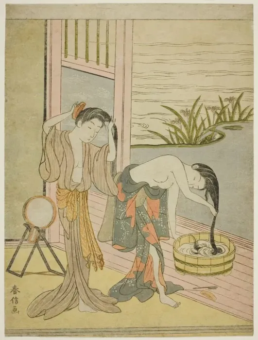 Framed Print : Two Women Washing Their Hair, c. 1767 / 68. Creator: Suzuki Harunobu Framed Print : Two Women Washing Their Hair, c. 1767 / 68. Creator: Suzuki Harunobu