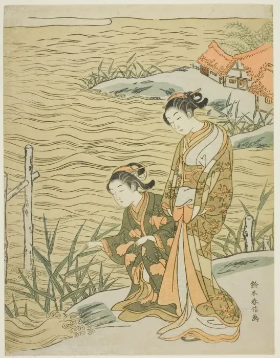 Framed Print : Two Women at the Waterside, c. 1766 / 67. Creator: Suzuki Harunobu Framed Print : Two Women at the Waterside, c. 1766 / 67. Creator: Suzuki Harunobu